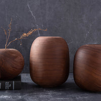 SET OF THREE SUNKEN TOP VESSELS IN TEXTURED BLACK WALNUT