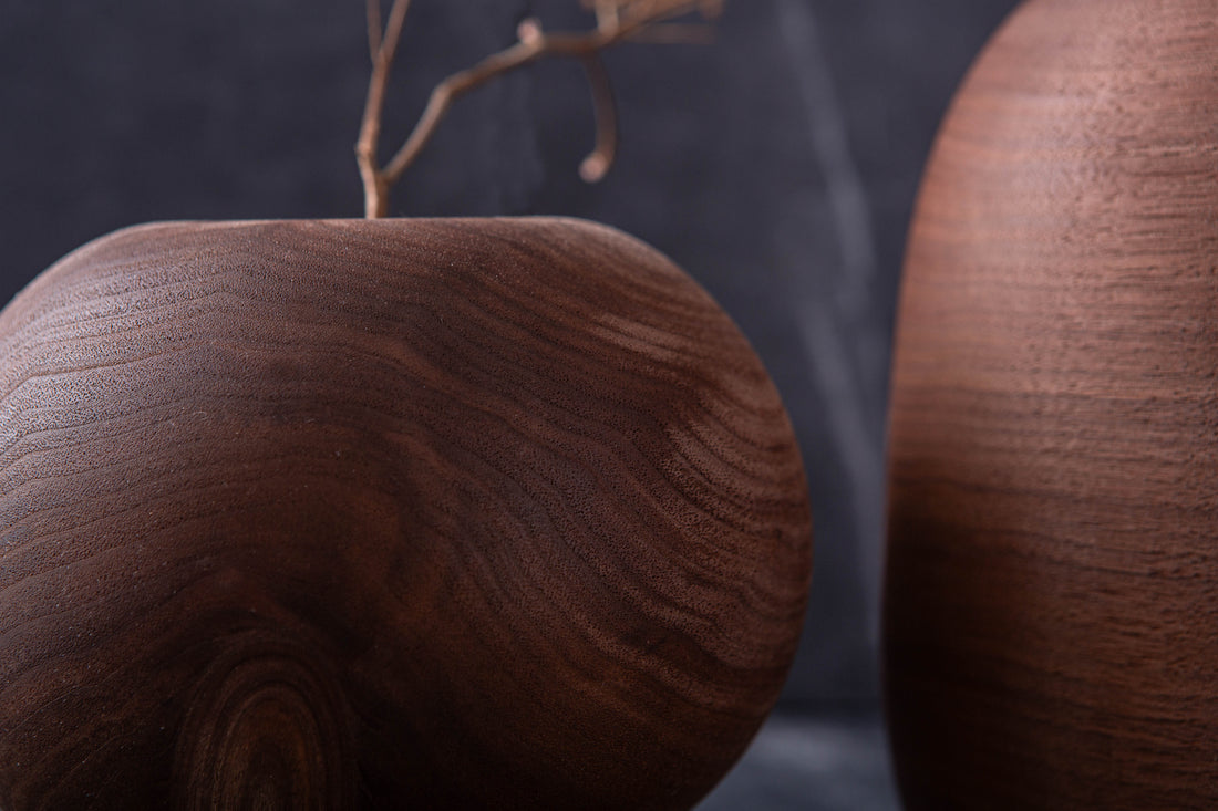 SET OF THREE SUNKEN TOP VESSELS IN TEXTURED BLACK WALNUT