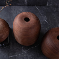 SET OF THREE SUNKEN TOP VESSELS IN TEXTURED BLACK WALNUT
