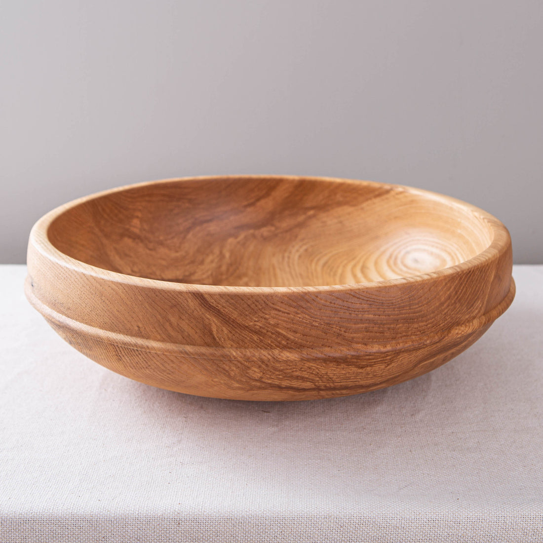 OBLIQUE RAISED BEAD BOWL IN FIGURED ASH 17.25" x 5"