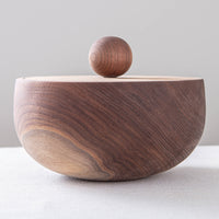 LIDDED VESSEL IN BLACK WALNUT AND WHITE OAK