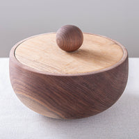 LIDDED VESSEL IN BLACK WALNUT AND WHITE OAK