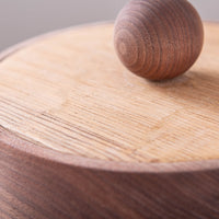 LIDDED VESSEL IN BLACK WALNUT AND WHITE OAK