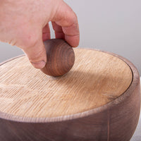 LIDDED VESSEL IN BLACK WALNUT AND WHITE OAK