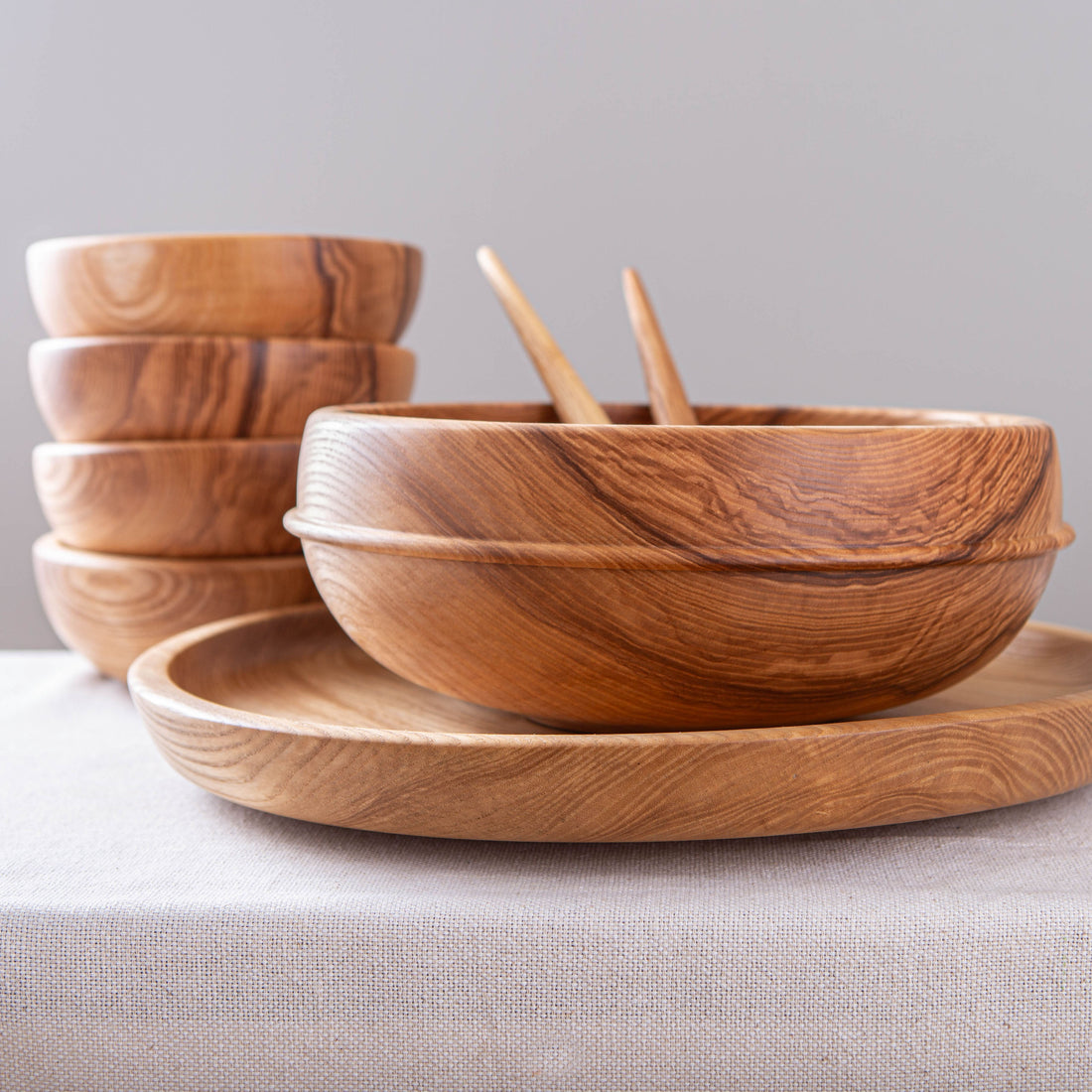 RAISED BEAD OBLIQUE BOWL/PLATTER SET IN FIGURED ASH 13x4.75"