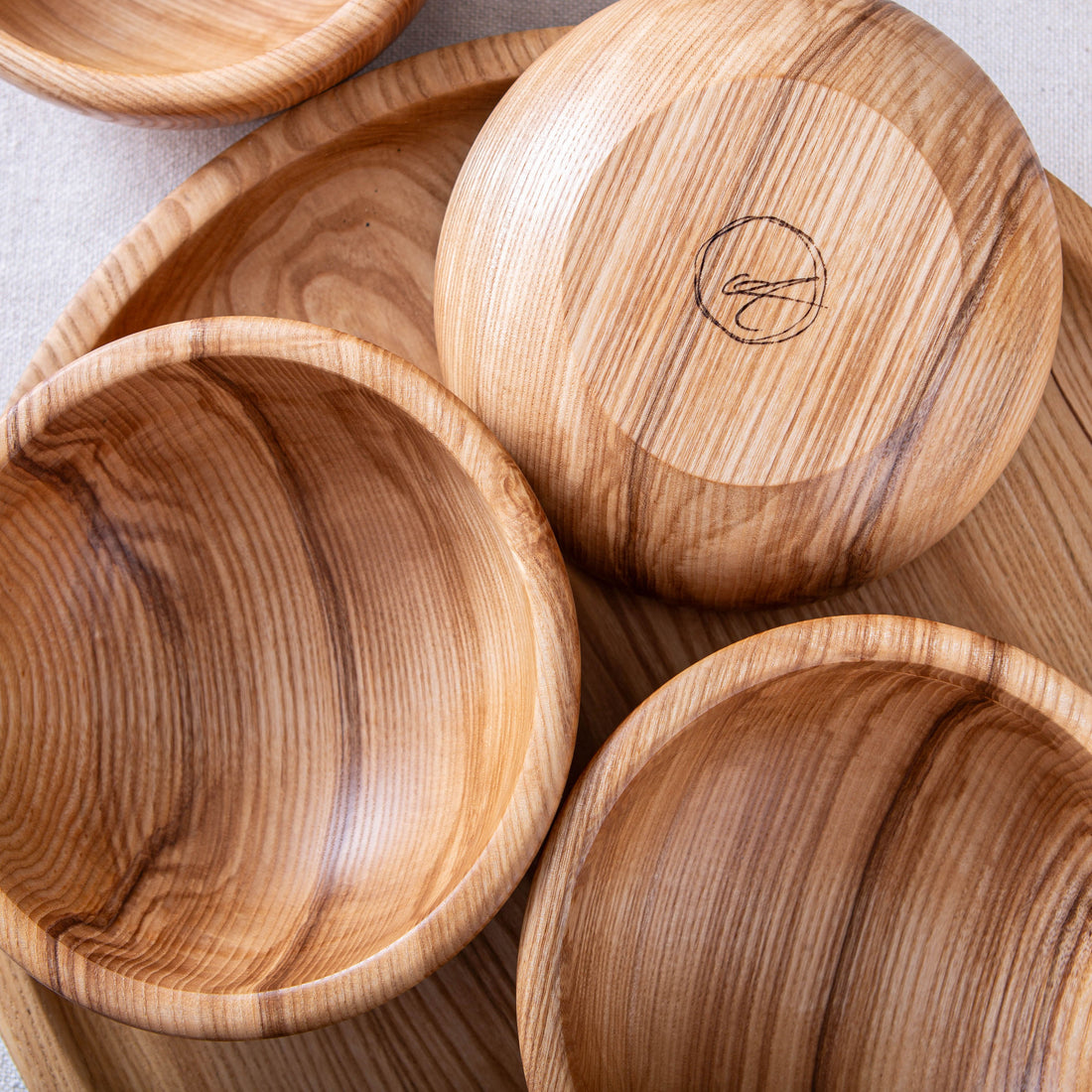 RAISED BEAD OBLIQUE BOWL/PLATTER SET IN FIGURED ASH 13x4.75"