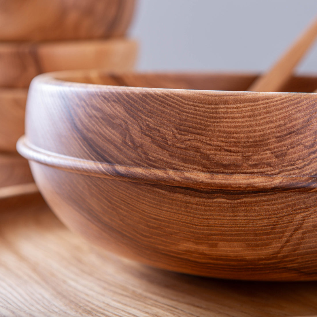 RAISED BEAD OBLIQUE BOWL/PLATTER SET IN FIGURED ASH 13x4.75"