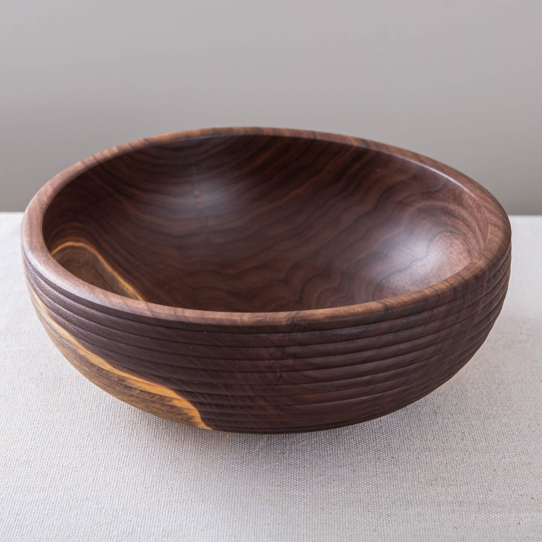 BEADED OBLIQUE BOWL IN BLACK WALNUT  13x4.75"