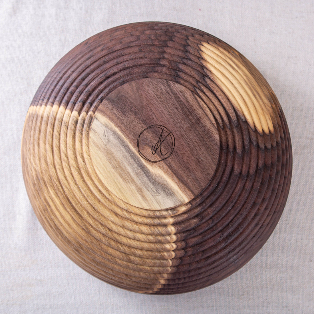 BEADED OBLIQUE BOWL IN BLACK WALNUT  13x4.75"