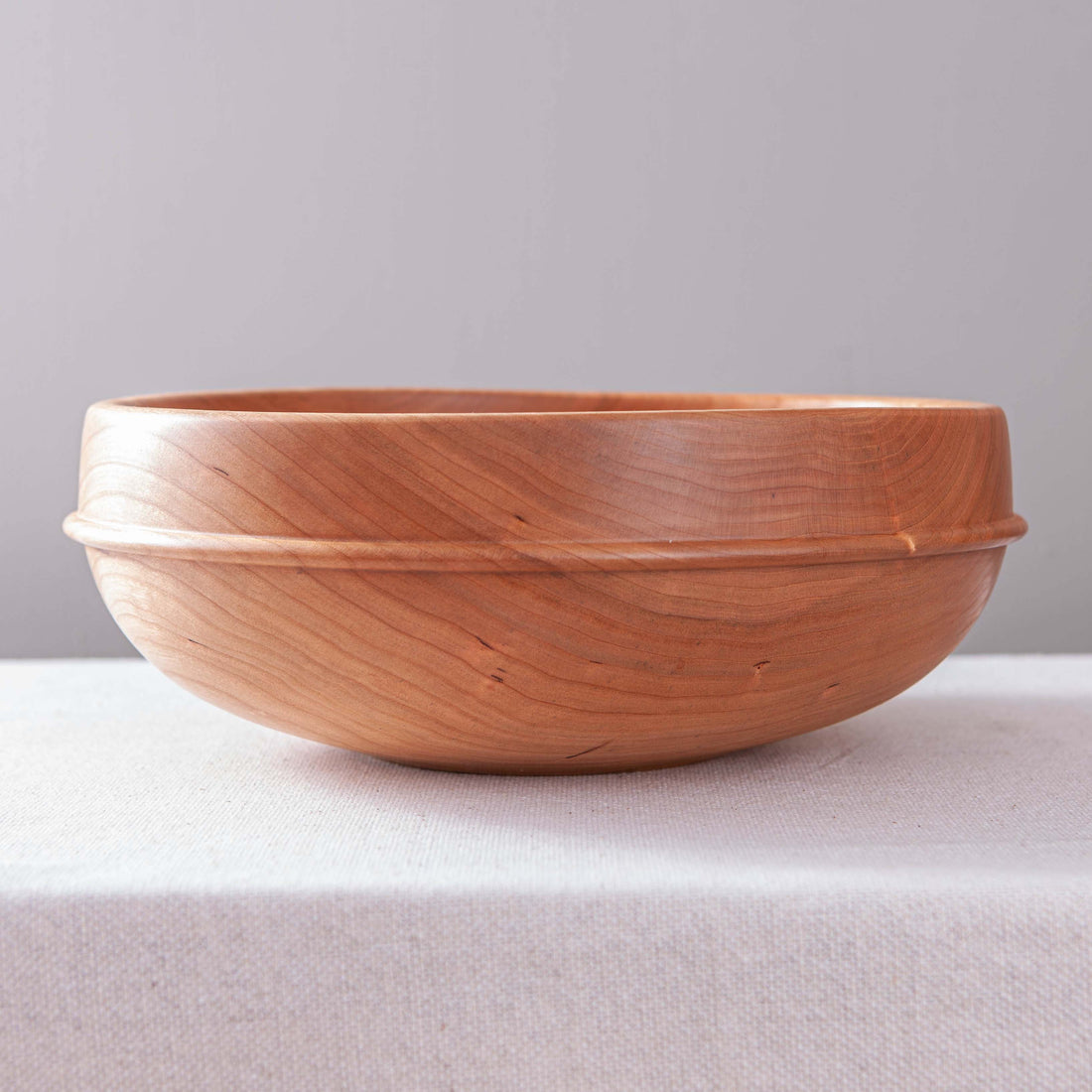 RAISED BEAD OBLIQUE BOWL IN CHERRY 13x5"