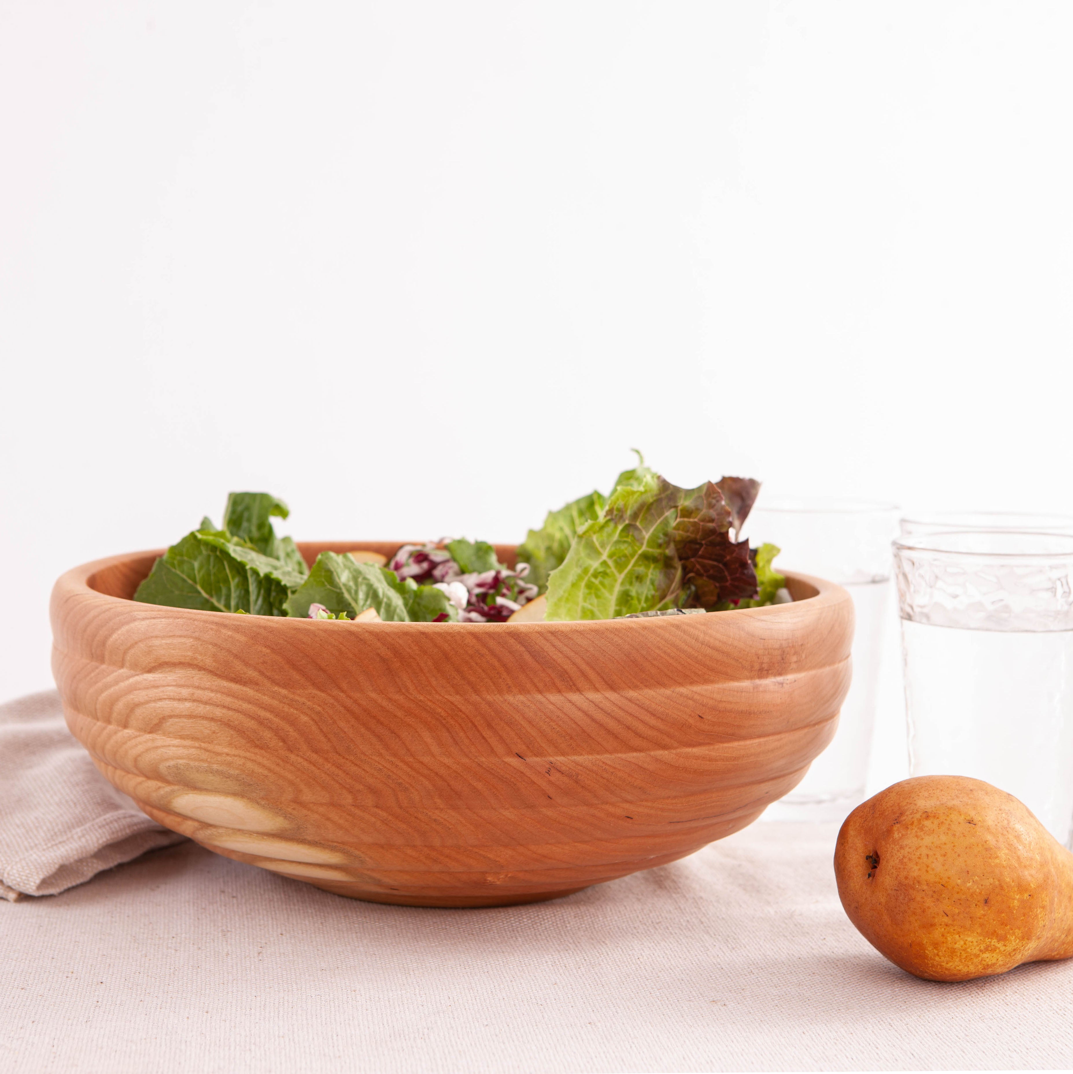 12 inch Cherry Chopping Bowl Set with Bee's Oil Finish