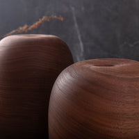 SET OF THREE SUNKEN TOP VESSELS IN TEXTURED BLACK WALNUT