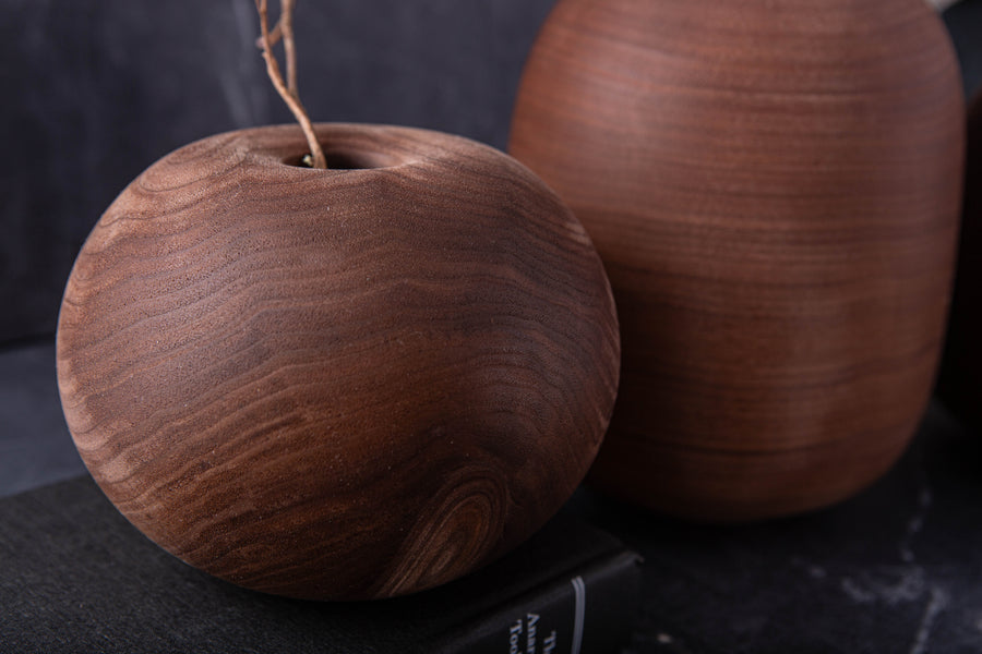 SET OF THREE SUNKEN TOP VESSELS IN TEXTURED BLACK WALNUT