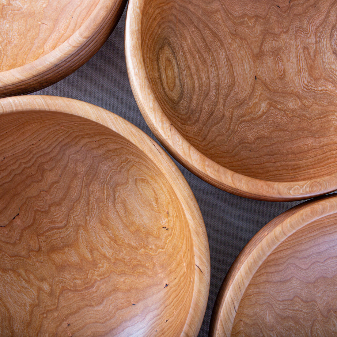 BEADED OBLIQUE BOWL IN CURLY CHERRY 13x5"