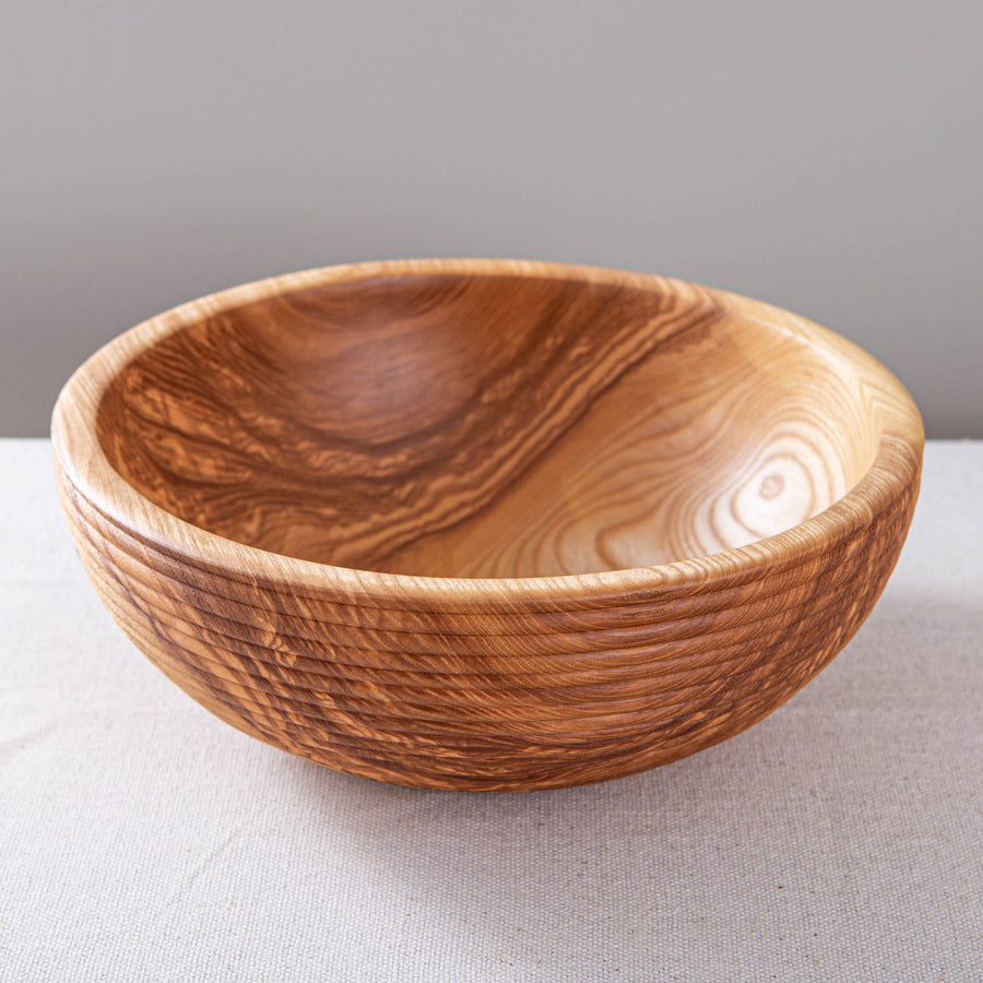 BANNETON BOWL IN FIGURED ASH 12.5"X4.5”