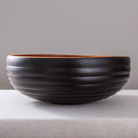 HIVE BOWL WITH HAND HAMMERED/TEXTURED RIM IN EBONIZED CHERRY 15" x 5.5"