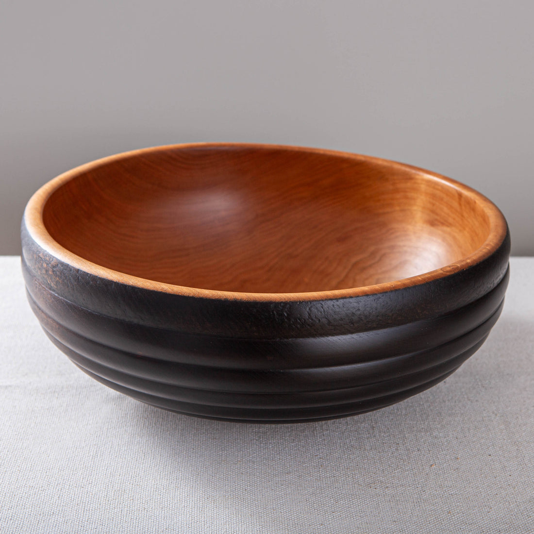 HIVE BOWL WITH HAND HAMMERED/TEXTURED RIM IN EBONIZED CHERRY 15" x 5.5"