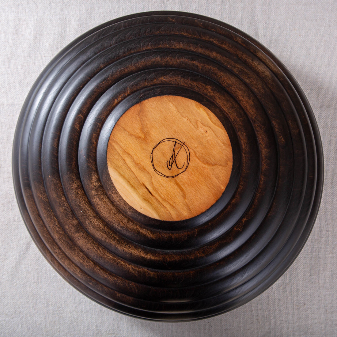 HIVE BOWL WITH HAND HAMMERED/TEXTURED RIM IN EBONIZED CHERRY 15" x 5.5"