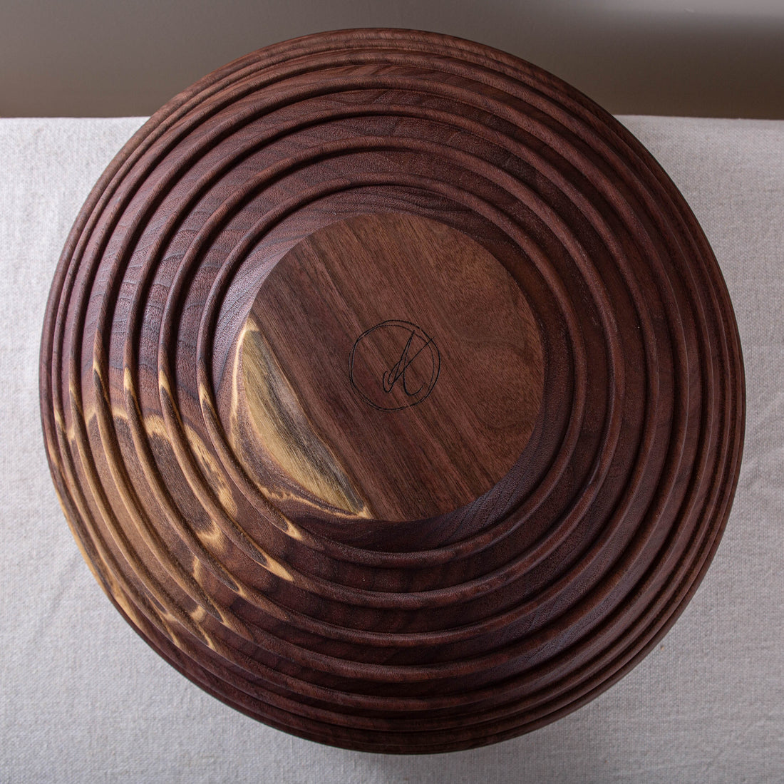 CASSINI BOWL IN TEXTURED BLACK WALNUT 19x7.75"