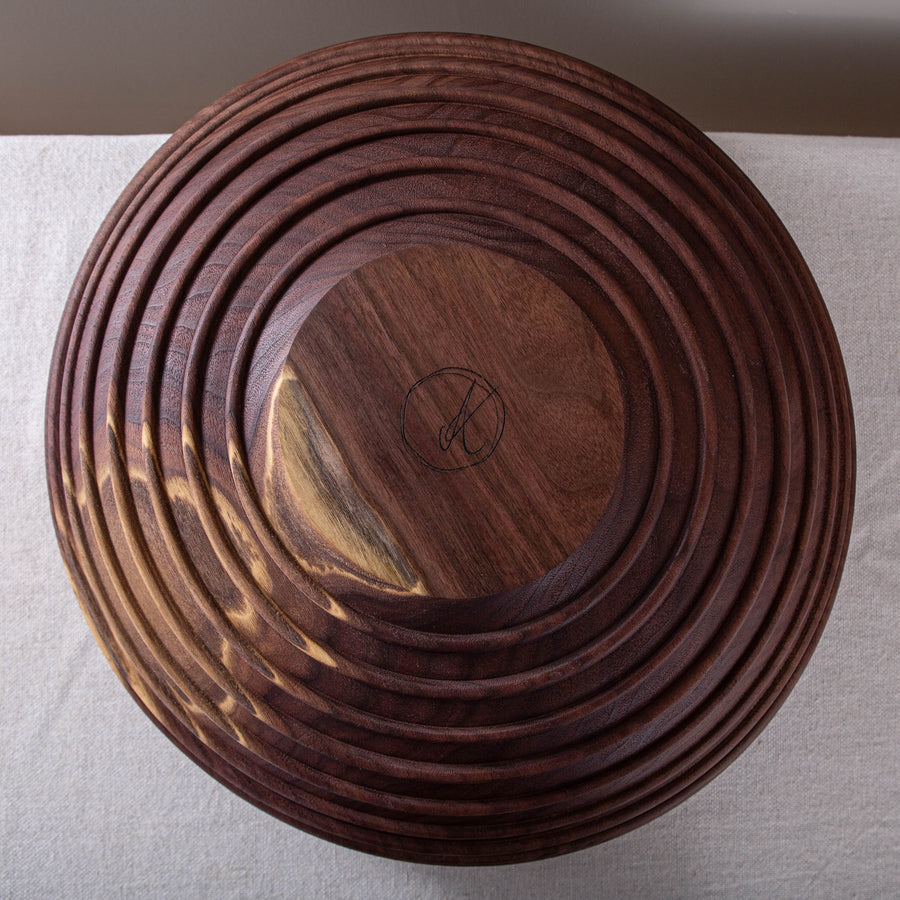 CASSINI BOWL IN TEXTURED BLACK WALNUT 19x7.75"