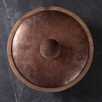 LIDDED VESSEL IN PATINATED COPPER AND BLACK WALNUT