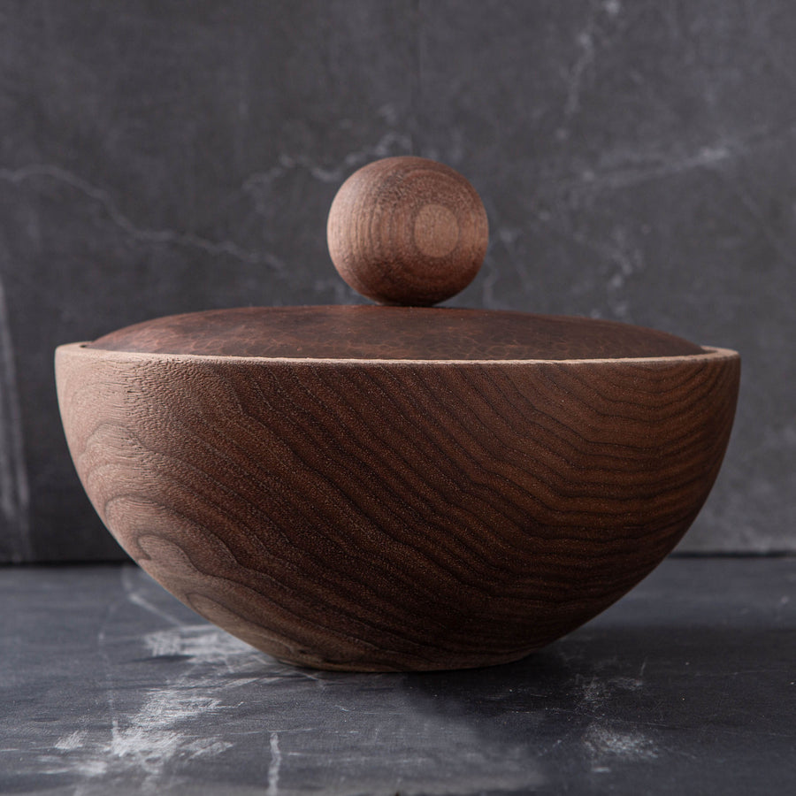 LIDDED VESSEL IN PATINATED COPPER AND BLACK WALNUT 3