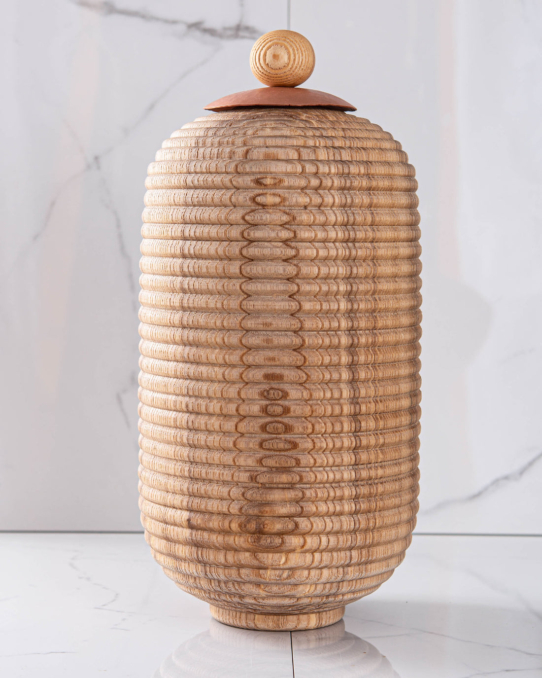 LIDDED VESSEL IN ASH AND COPPER 2