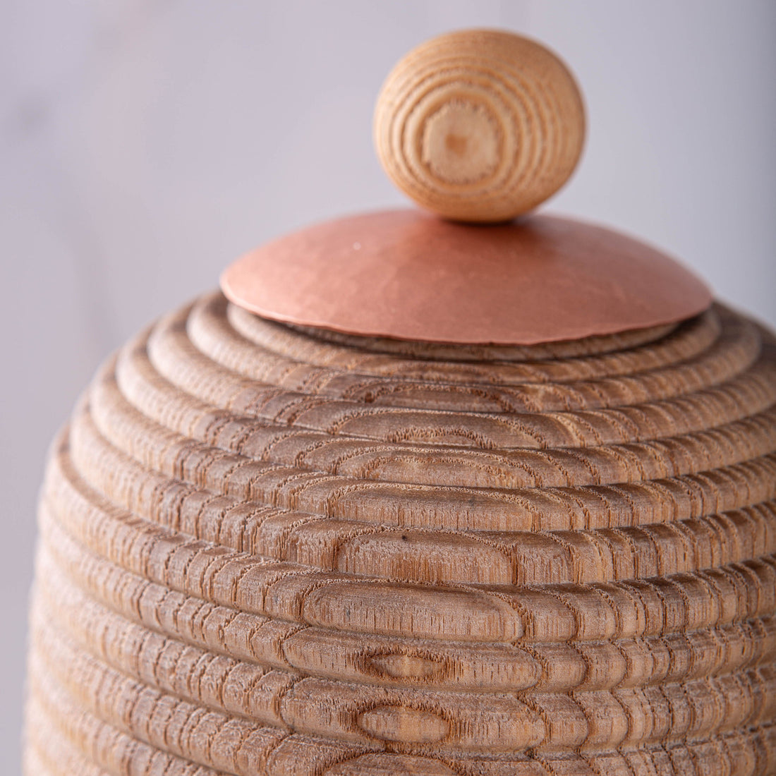 LIDDED VESSEL IN ASH AND COPPER 2