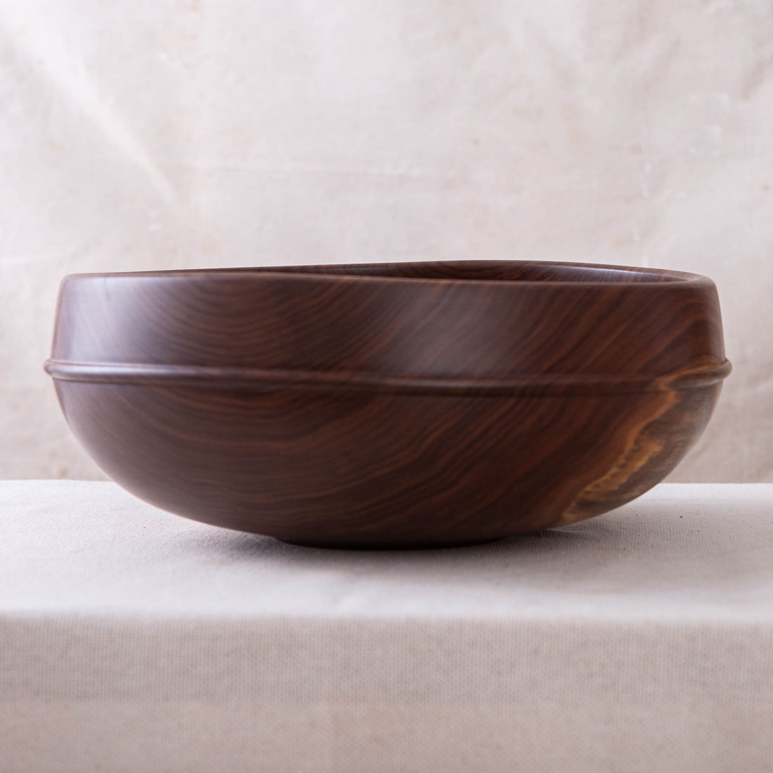 RAISED BEAD OBLIQUE BOWL IN BLACK WALNUT  14x5.5"